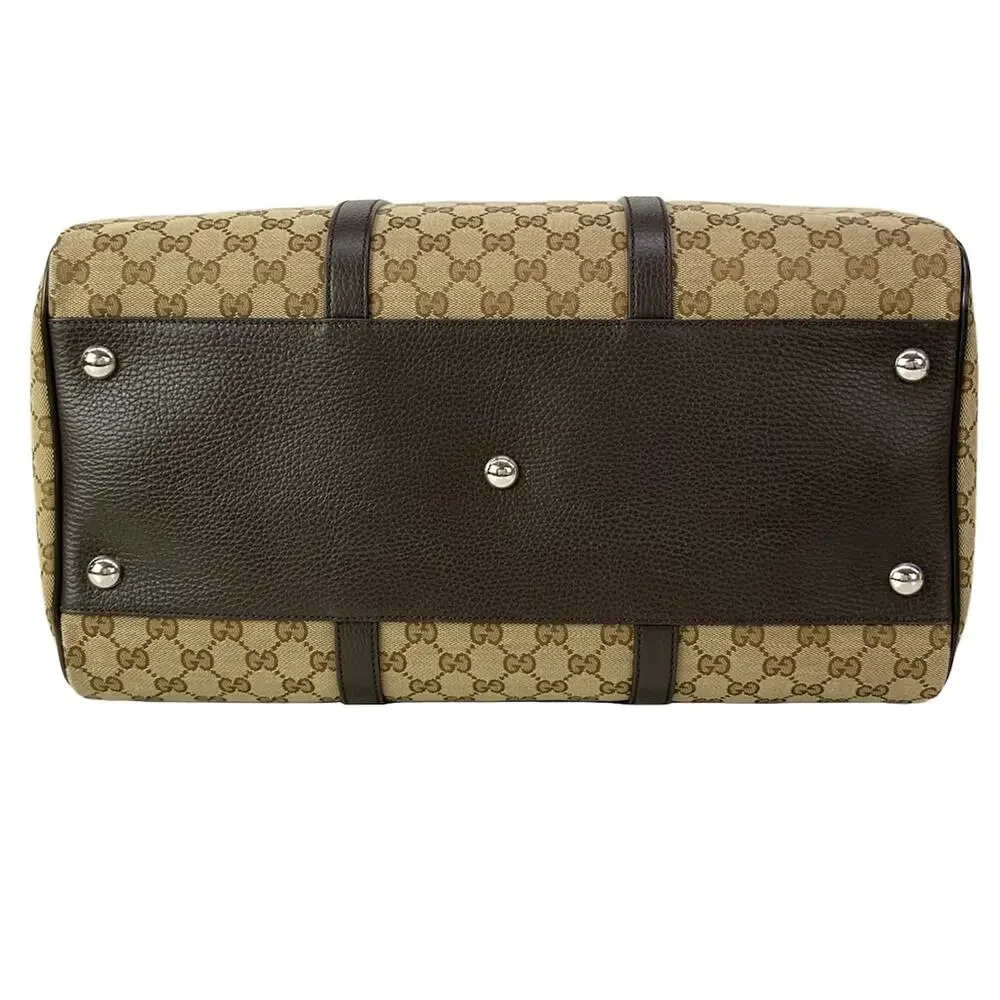 Gucci GG Boston Bag 449167 Beige Dark Brown Jacquard Leather